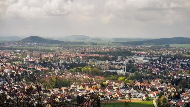 Time-lapse of buildings and fields in countryside of Neumarkt, Bavaria, Germany