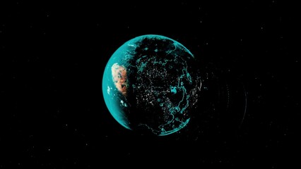 Naklejka na ściany i meble Abstract animation of digital Earth Globe rotating with digital data globe loop and data network. Technology of the future.