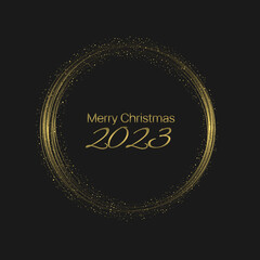 Golden magic Merry Christmas circle 2023