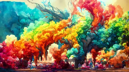 Naklejka na ściany i meble Rainbow Painting wallpaper illustration abstract 