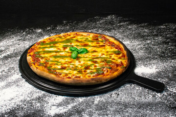 vegetarian italian Pizza with tomatoes, mozzarella cheese. Delicious italian pizza