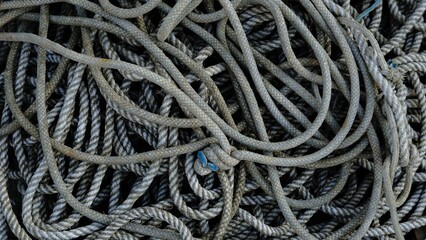 tangled and messy fishing rope