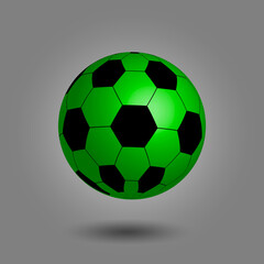 Obraz premium high green soccer ball on gray background. 3D geometric shape object illustration rendering