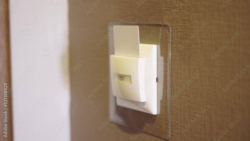 Poster room energy management system with key card, guest inserts the card and all devices are switch on.