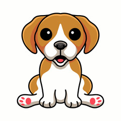 Fototapeta na wymiar Cute little beagle dog cartoon sitting