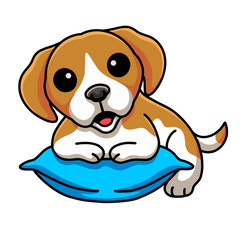 Cute little beagle dog cartoon on the pillow