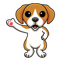 Cute little beagle dog cartoon waving hand