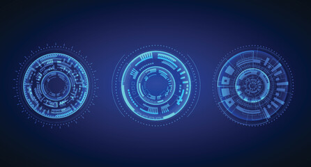 Collection futuristic technology circle shapes HUD elements for Graphic Motion. Vector illustration