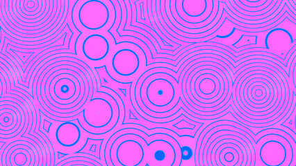 Pulsating pattern of circles and rings on colored background. Design. Flat rotating pattern with pulsating circles. Moving and changing circles pulsate on colored backdrop