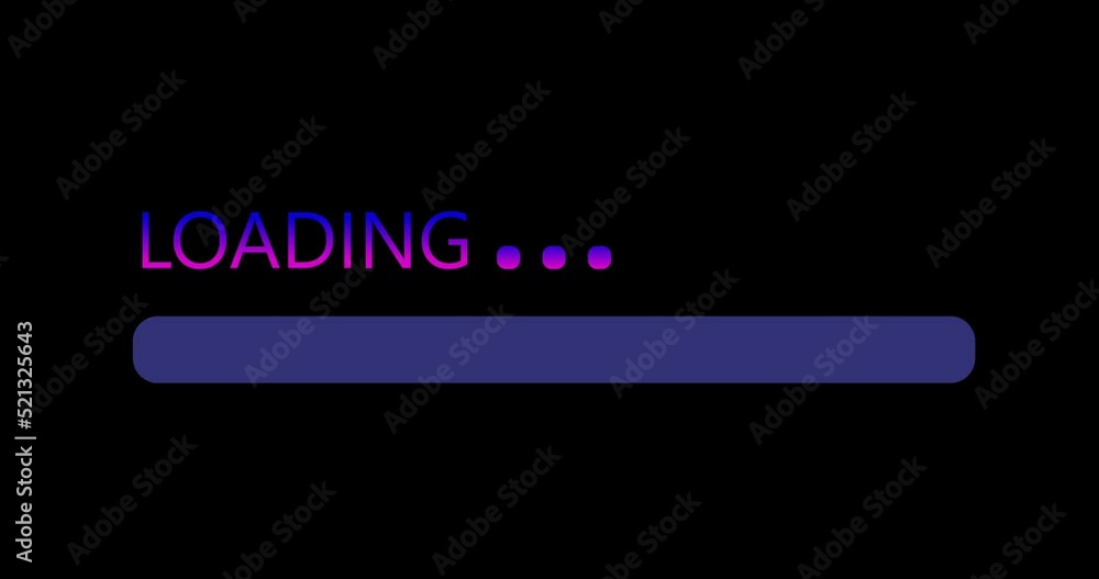 Poster animation of a purple quick loading bar on a black background