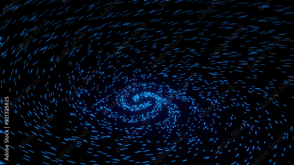 Poster abstract colorful particles creating transforming galaxy in outer space. design. tiny dots flying in