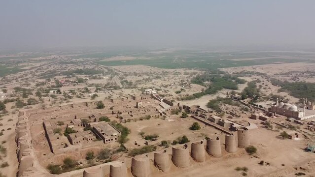 Aerial shot of the Derawar fort built in the 9th century AD by Rai Jajja Solanki