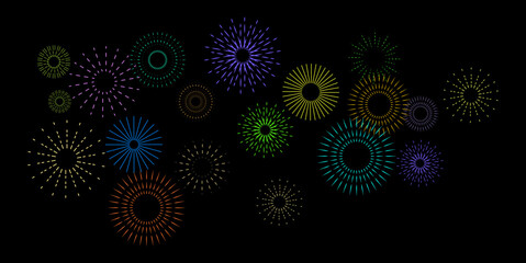 fireworks are simple. New year illustration. Vector illustration. Stock image. 