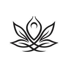 Cannabis leaf incorporated with Yoga Zen posed be a creative abstract logo design
