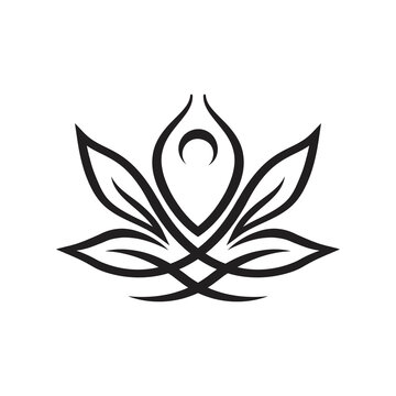 Cannabis leaf incorporated with Yoga Zen posed be a creative abstract logo design