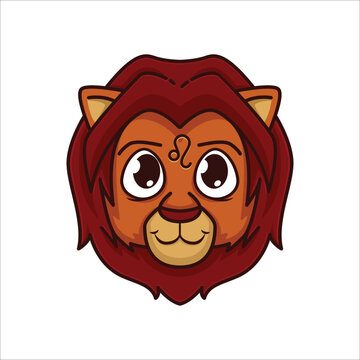 Cute Leo zodiac, Lion logo design illustration