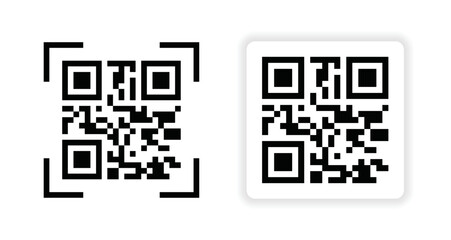 QR code symbol for smartphone scanning isolated on white background.