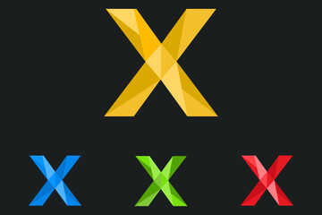 Letter X Polygonal Logo Vector Illustration. low poly, geometric design