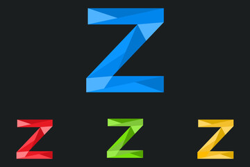 Letter Z Polygonal Logo Vector Illustration. low poly, geometric design