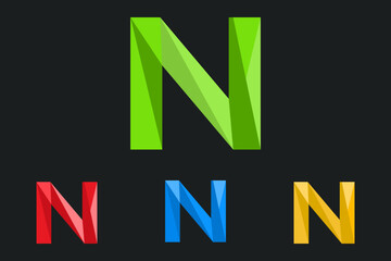 Fototapeta premium Letter N Polygonal Logo Vector Illustration. low poly, geometric design