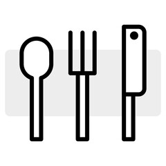 Flat set with black fork spoon icons. Cooking background. Vector illustration. Stock image. 