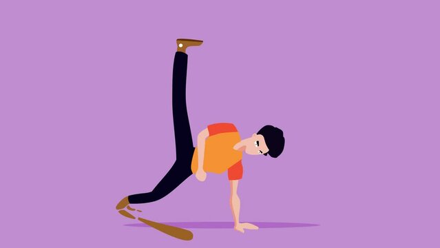 B-boy break dancing on the dance floor