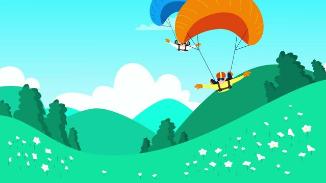Paragliding through the skyline with a friend