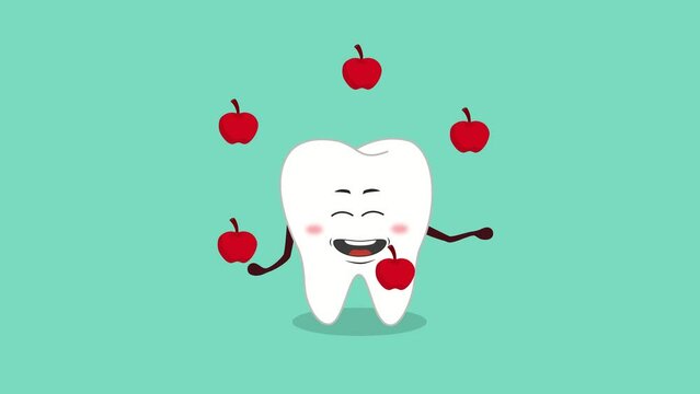 A juggling tooth with a big smile