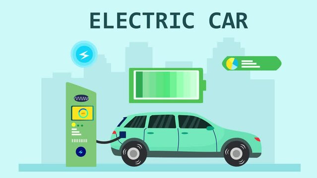 Electric car charging in a station