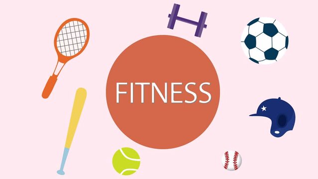 Fitness, with different sports equipments