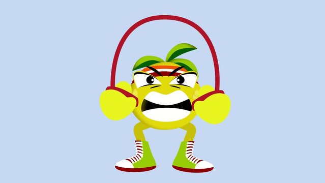 An angry pineapple with a skipping rope