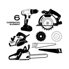 Set of Craftsman electric tools silhouette vector objects