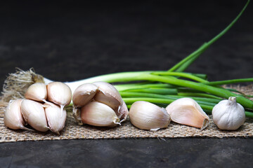 garlic with tree on kitchen