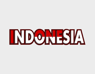 Independent day of Indonesia. Text effect of Indonesia with red and white. Vector design concept with togetherness. 
