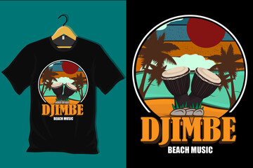 Djimbe Beach Music Retro Vintage T Shirt Design