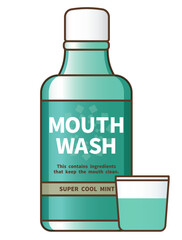 Illustration of green mouthwash from front view