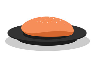 Bread on a lid. Simple flat illustration. 

