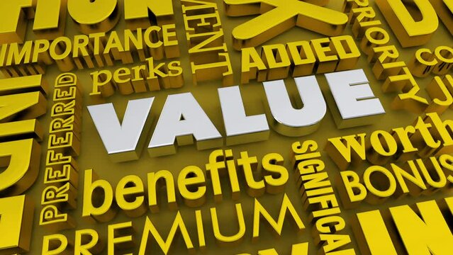 Value Benefits Premium Worth Preferred Product Service 3d Animation