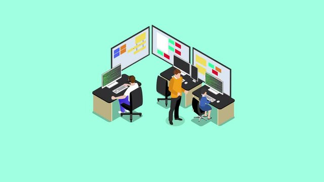 Group of programmers using computer in the office