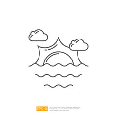 Beach Sunrise or Sunshine. Summer Vacation Outline Icon