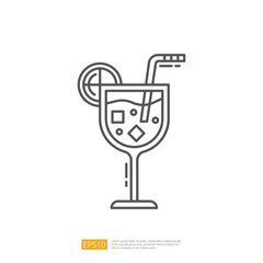 Tropical Cocktail Juice. Summer Vacation Outline Icon