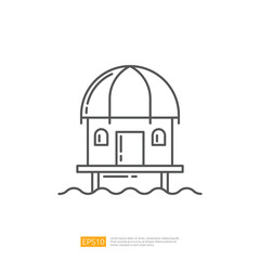 Beach Cottage House. Summer Vacation Outline Icon