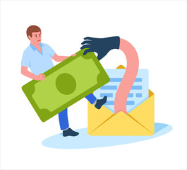 Email scam phishing letter hacker steal man money and data
