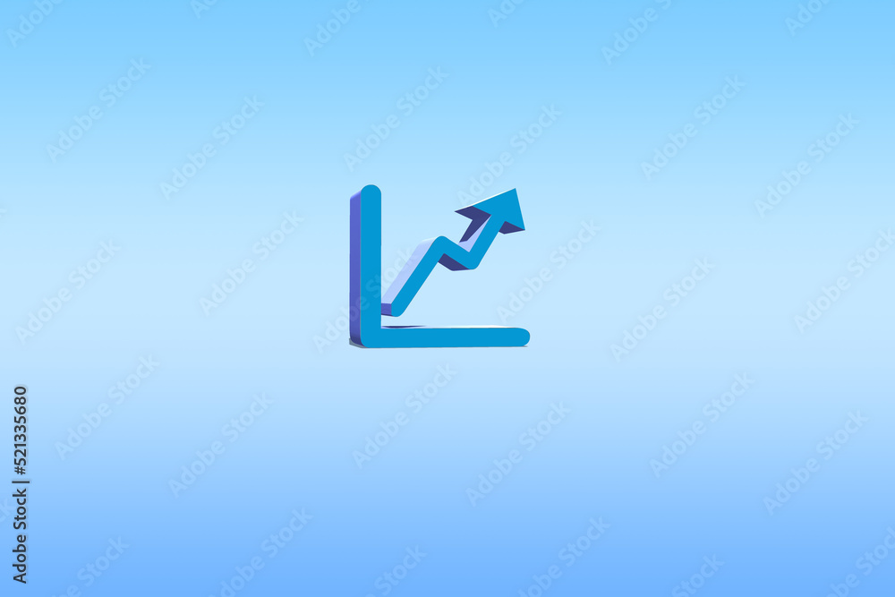Poster bar graph with a blue background. concept of business development leading to success and growth. 3d 