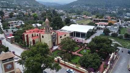 Drone iglesia México Texcoco pueblo mágico   