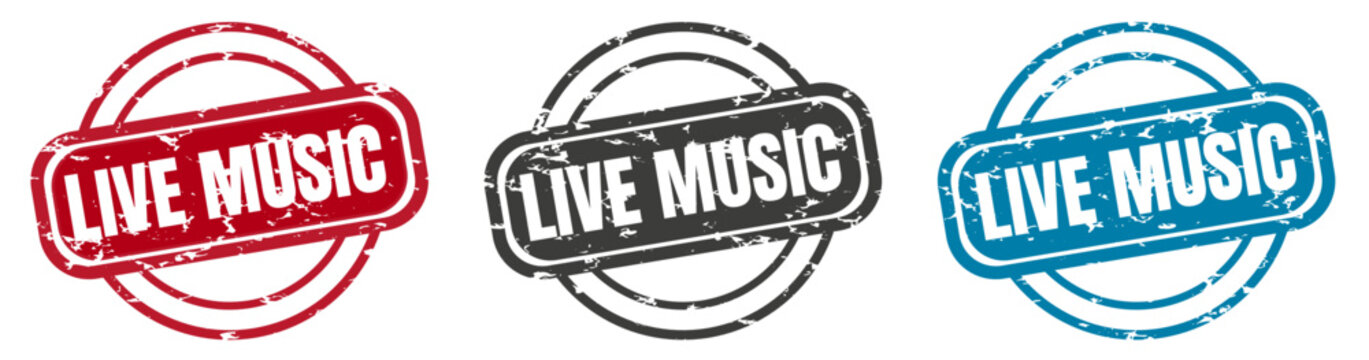 live music round grunge vintage sign. live music stamp