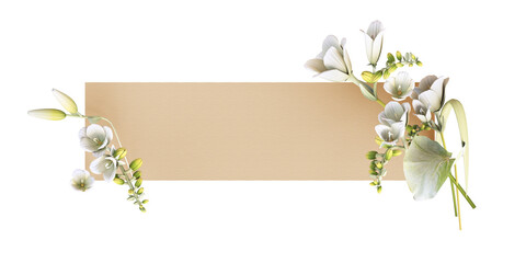 Plakat Flowers and paper on a white background and clipping path.