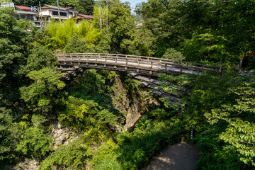 One of the historical wooden bridge in Japan. the shape of the bridge was made in the Edo period. Now the bridge is supported by steel.