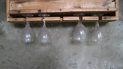 reversed glass cups for display