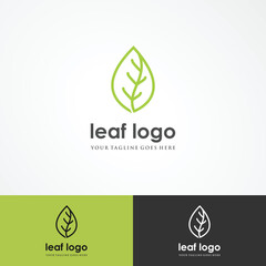 Abstract Leaf Logo design vector template in linear style.